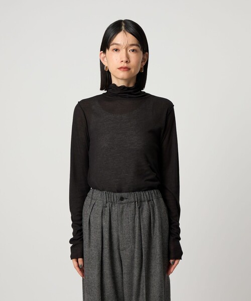 【未使用】Deuxieme Classe シアーハイネックトップス　ブラック CITEN＞エッセンシャルシアーハイネックトップ（Tシャツ