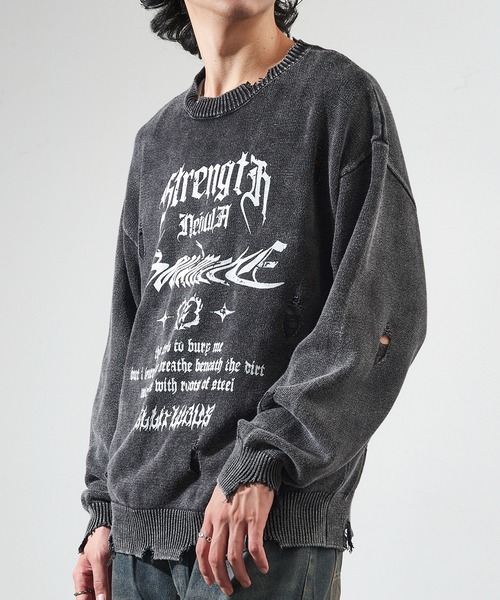 セール】【SETUP7】ウォッシュ加工ダメージニット 420035 WINS（ニット