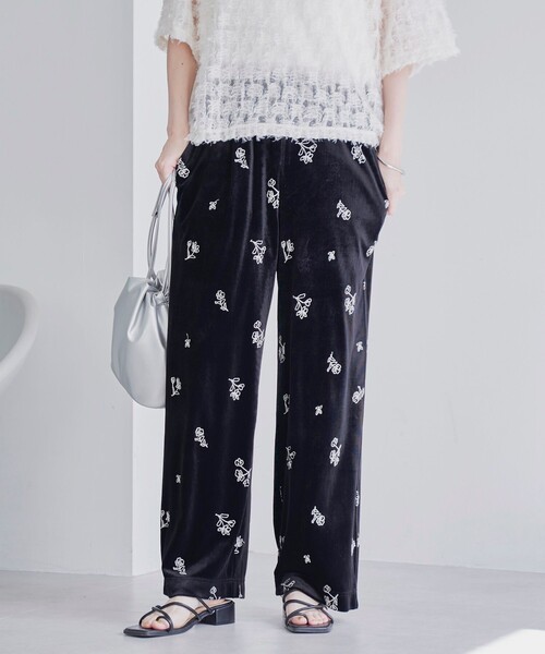 セール】フラワー刺繍イージーワイドパンツ（その他パンツ）｜coen