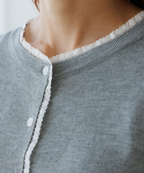 flower（フラワー）の「タイニーフリルカーディガン（カーディガン/ボレロ・レディース・グレー/ブラック・FREE）」の8枚目の写真