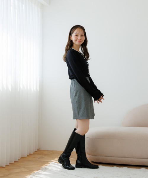 flower（フラワー）の「タイニーフリルカーディガン（カーディガン/ボレロ・レディース・グレー/ブラック・FREE）」の11枚目の写真