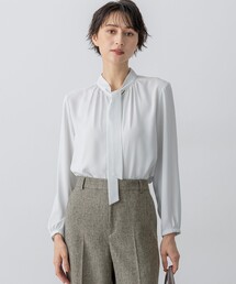 【洗える】バックサテンアムンゼン ボウタイ ブラウス