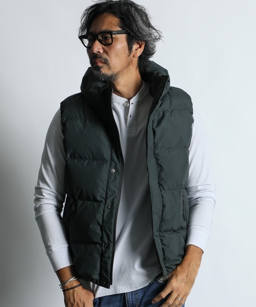 The Duffer ダファー ボリュームネック ダウンベスト L ブラック 黒 VOLUME NECK DOWN VEST：ボリュームネック ダウンベスト ライト