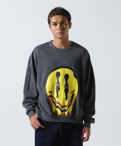 DANKE SCHON（ダンケシェーン）の「【WEB&DEPOT限定】DankeSchon/ダンケシェーン/PIGMENT SWEAT SMILE（スウェット・メンズ・ブラック/ベージュ・L/M）」の3枚目の写真
