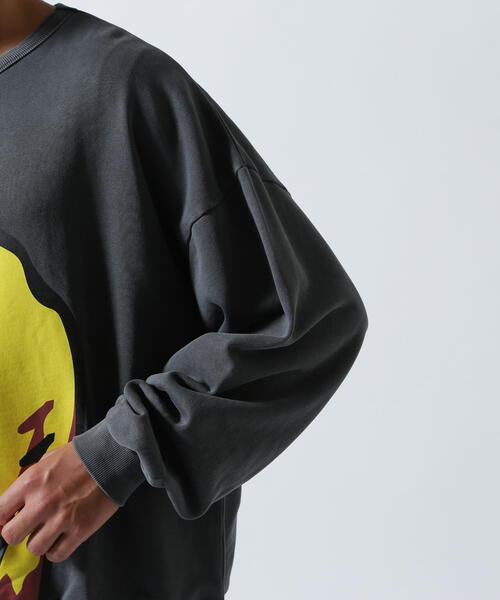 DANKE SCHON（ダンケシェーン）の「【WEB&DEPOT限定】DankeSchon/ダンケシェーン/PIGMENT SWEAT SMILE（スウェット・メンズ・ブラック/ベージュ・L/M）」の7枚目の写真