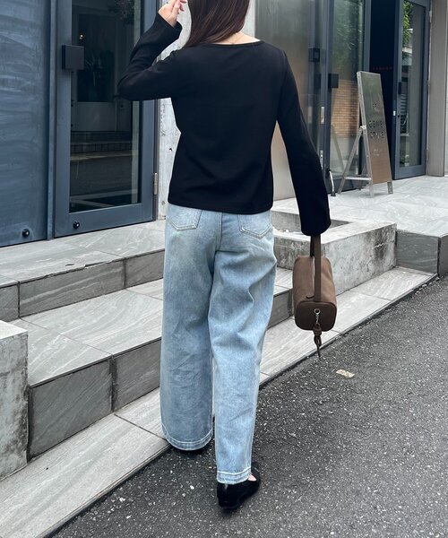 CAPRICIEUX LE'MAGE（カプリシューレマージュ）の「ドロストリブTシャツ（Tシャツ/カットソー・レディース・グレー/ブラック/ベージュ・FREE）」の14枚目の写真