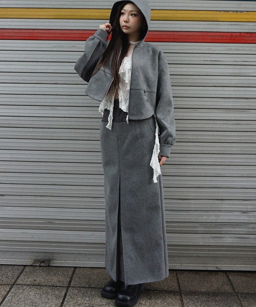 BONBOM（ボンボム）の「BONBOM×Ameri BONDING CORSET PARKA（パーカー・レディース・グレー/ネイビー・FREE）」の6枚目の写真