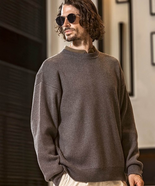 AKM Contemporary(エイケイエムコンテンポラリー)の「【WEB・直営店限定】AKM Contemporary(エイケイエムコンテンポラリー)カシミヤ混 ミラノリブ クルーネックニット(保温性/肉厚生地)(ニット/セーター・メンズ・グレー/ブラック/ホワイト/ブラウン・S/M/L/XL)」の4枚目の写真