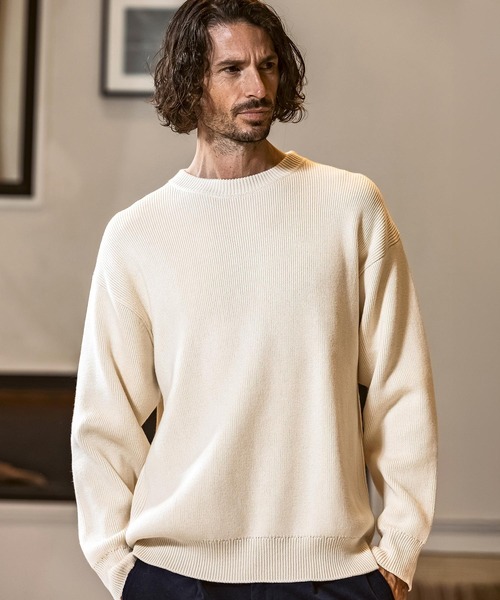 AKM Contemporary(エイケイエムコンテンポラリー)の「【WEB・直営店限定】AKM Contemporary(エイケイエムコンテンポラリー)カシミヤ混 ミラノリブ クルーネックニット(保温性/肉厚生地)(ニット/セーター・メンズ・グレー/ブラック/ホワイト/ブラウン・S/M/L/XL)」の1枚目の写真