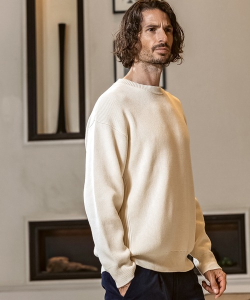 AKM Contemporary(エイケイエムコンテンポラリー)の「【WEB・直営店限定】AKM Contemporary(エイケイエムコンテンポラリー)カシミヤ混 ミラノリブ クルーネックニット(保温性/肉厚生地)(ニット/セーター・メンズ・グレー/ブラック/ホワイト/ブラウン・S/M/L/XL)」の5枚目の写真