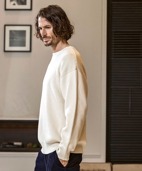 AKM Contemporary(エイケイエムコンテンポラリー)の「【WEB・直営店限定】AKM Contemporary(エイケイエムコンテンポラリー)カシミヤ混 ミラノリブ クルーネックニット(保温性/肉厚生地)(ニット/セーター・メンズ・グレー/ブラック/ホワイト/ブラウン・S/M/L/XL)」の7枚目の写真