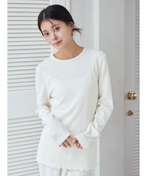 ハートふくれジャガードロンT（ルームウェア/パジャマ）｜gelato pique