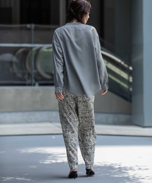 Munich（ミューニック）の「ウォッシャブルウールビエラバンドカラーシャツ（シャツ/ブラウス・レディース・ハウンドトゥース/チェック/アイボリー・FREE）」の8枚目の写真