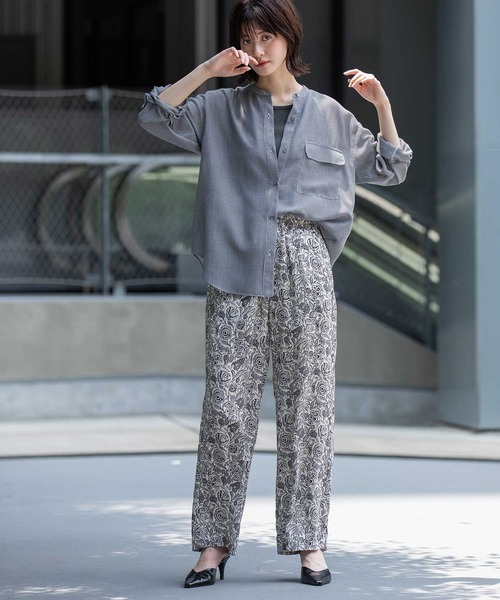 Munich（ミューニック）の「ウォッシャブルウールビエラバンドカラーシャツ（シャツ/ブラウス・レディース・ハウンドトゥース/チェック/アイボリー・FREE）」の10枚目の写真