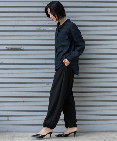 Munich（ミューニック）の「ウォッシャブルウールビエラバンドカラーシャツ（シャツ/ブラウス・レディース・ハウンドトゥース/チェック/アイボリー・FREE）」の15枚目の写真