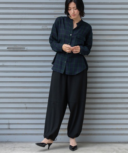 Munich（ミューニック）の「ウォッシャブルウールビエラバンドカラーシャツ（シャツ/ブラウス・レディース・ハウンドトゥース/チェック/アイボリー・FREE）」の16枚目の写真