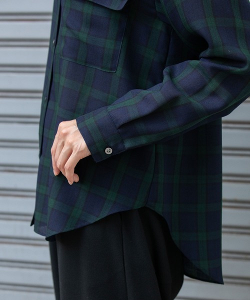 Munich（ミューニック）の「ウォッシャブルウールビエラバンドカラーシャツ（シャツ/ブラウス・レディース・ハウンドトゥース/チェック/アイボリー・FREE）」の18枚目の写真