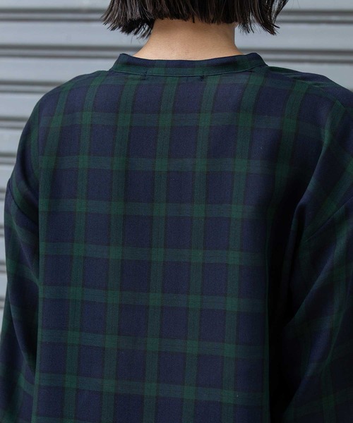 Munich（ミューニック）の「ウォッシャブルウールビエラバンドカラーシャツ（シャツ/ブラウス・レディース・ハウンドトゥース/チェック/アイボリー・FREE）」の19枚目の写真