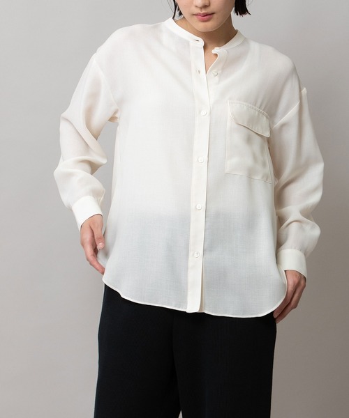 Munich（ミューニック）の「ウォッシャブルウールビエラバンドカラーシャツ（シャツ/ブラウス・レディース・ハウンドトゥース/チェック/アイボリー・FREE）」の21枚目の写真