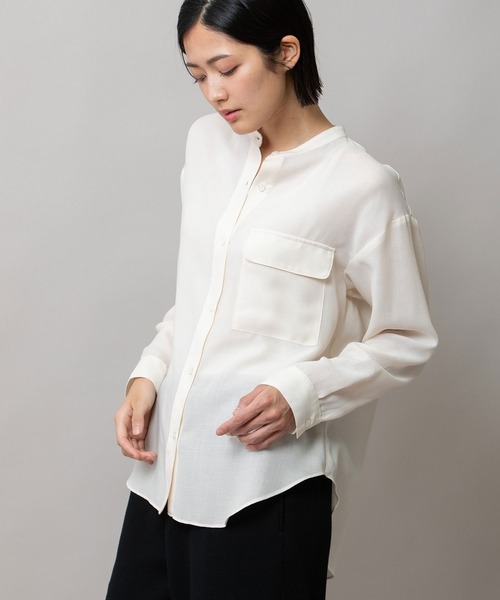 Munich（ミューニック）の「ウォッシャブルウールビエラバンドカラーシャツ（シャツ/ブラウス・レディース・ハウンドトゥース/チェック/アイボリー・FREE）」の22枚目の写真