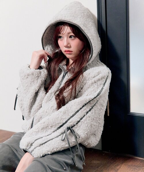 セール】パイピングショートボアブルゾン（ブルゾン）｜OLIVE des