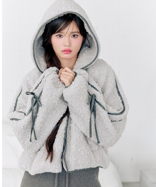 ボアブルゾン セール】パイピングショートボアブルゾン（ブルゾン）｜OLIVE des