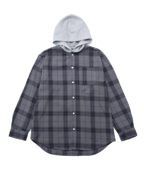 Arnold Palmer(アーノルドパーマー)の「シャドーチェック 長袖 フードシャツ(シャツ/ブラウス・メンズ・ネイビー/ブラック/アイボリー・M/L/LL)」の13枚目の写真