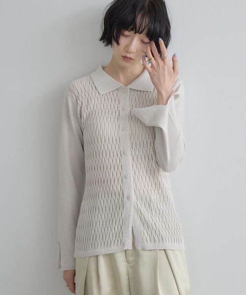 kivi(キヴィ)の「透かしケーブルカーデ(ニット/セーター・レディース・ホワイト系その他/ブラック/ブラウン系その他・FREE)」の6枚目の写真