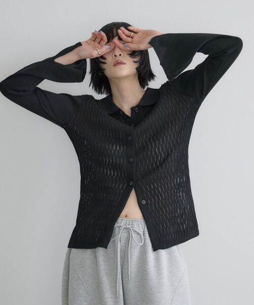 kivi(キヴィ)の「透かしケーブルカーデ(ニット/セーター・レディース・ホワイト系その他/ブラック/ブラウン系その他・FREE)」の12枚目の写真