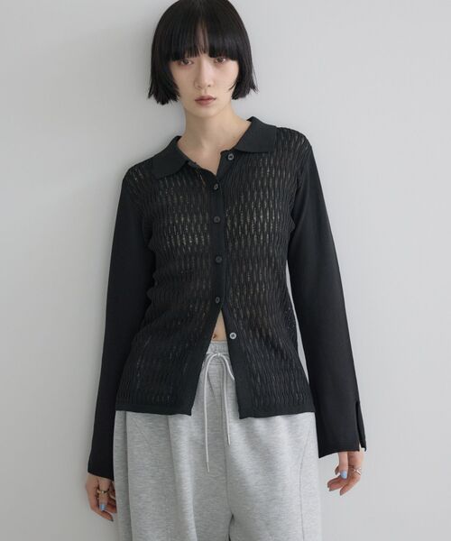 kivi(キヴィ)の「透かしケーブルカーデ(ニット/セーター・レディース・ホワイト系その他/ブラック/ブラウン系その他・FREE)」の13枚目の写真