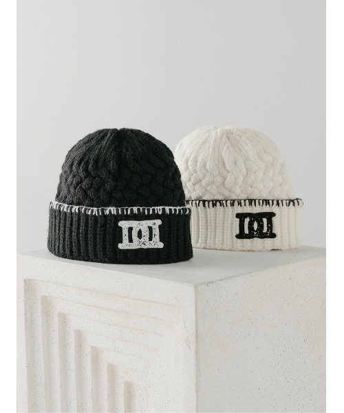 ダーリッチ Darich DDロゴバスケットニットビーニー WHT　BLK DDロゴバスケットニットビーニー（ニットキャップ/ビーニー）｜Darich