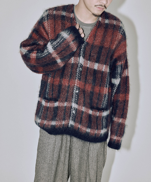 JOURNAL STANDARD J.S HOMESTEAD(ジャーナルスタンダードホームステッド)の「Stead / ステッド モヘヤ ミックス プレイド カーディガン(カーディガン/ボレロ・メンズ・ネイビー/ブルー系その他/チャコールグレー/ブラック系その他・LARGE/MEDIUM)」の18枚目の写真