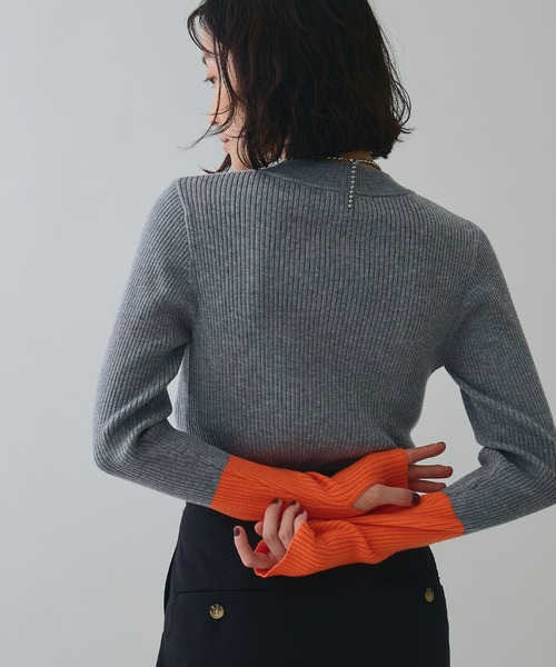 ELLEgirl（エルガール）の「配色切り替えリブハイネックニットトップス【ELLEgirl/エルガール】（ニット/セーター・レディース・ブラック/杢グレー/ブラウン・FREE）」の11枚目の写真