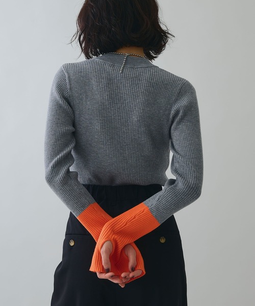 ELLEgirl（エルガール）の「配色切り替えリブハイネックニットトップス【ELLEgirl/エルガール】（ニット/セーター・レディース・ブラック/杢グレー/ブラウン・FREE）」の12枚目の写真