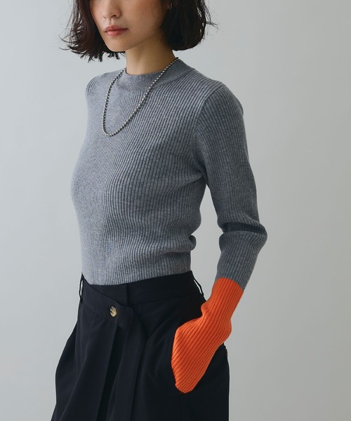 ELLEgirl（エルガール）の「配色切り替えリブハイネックニットトップス【ELLEgirl/エルガール】（ニット/セーター・レディース・ブラック/杢グレー/ブラウン・FREE）」の8枚目の写真