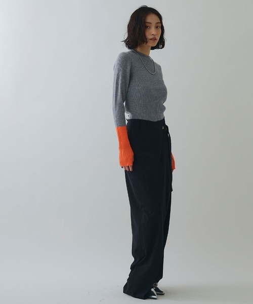 ELLEgirl（エルガール）の「配色切り替えリブハイネックニットトップス【ELLEgirl/エルガール】（ニット/セーター・レディース・ブラック/杢グレー/ブラウン・FREE）」の15枚目の写真