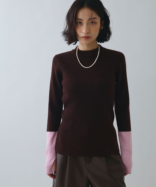 ELLEgirl（エルガール）の「配色切り替えリブハイネックニットトップス【ELLEgirl/エルガール】（ニット/セーター・レディース・ブラック/杢グレー/ブラウン・FREE）」の22枚目の写真