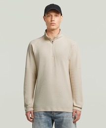G-STAR | TWEETER HALF ZIP T-SHIRT/ワッフルハーフジップヘビーウェイトロングスリーブTシャツ(Tシャツ/カットソー)