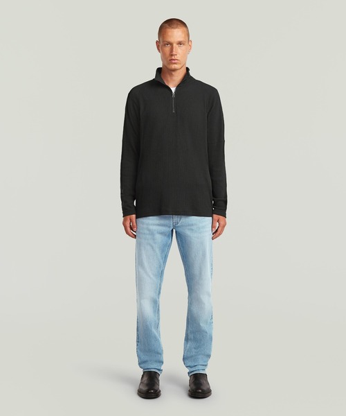 G-STAR（ジースター）の「TWEETER HALF ZIP T-SHIRT/ワッフルハーフジップヘビーウェイトロングスリーブTシャツ（Tシャツ/カットソー・メンズ・ダークブラック/ベージュ系その他・X-LARGE/X-SMALL/LARGE/MEDIUM/SMALL）」の6枚目の写真