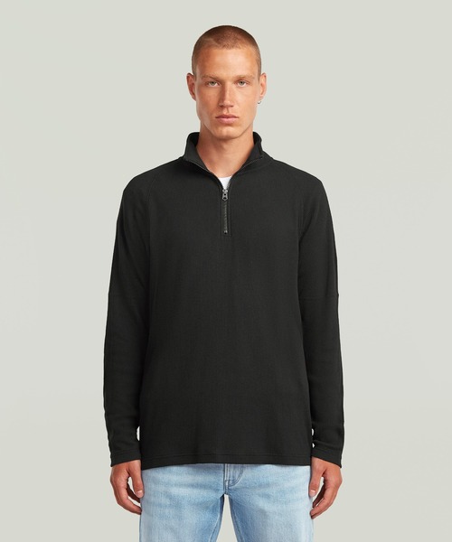 G-STAR（ジースター）の「TWEETER HALF ZIP T-SHIRT/ワッフルハーフジップヘビーウェイトロングスリーブTシャツ（Tシャツ/カットソー・メンズ・ダークブラック/ベージュ系その他・X-LARGE/X-SMALL/LARGE/MEDIUM/SMALL）」の4枚目の写真