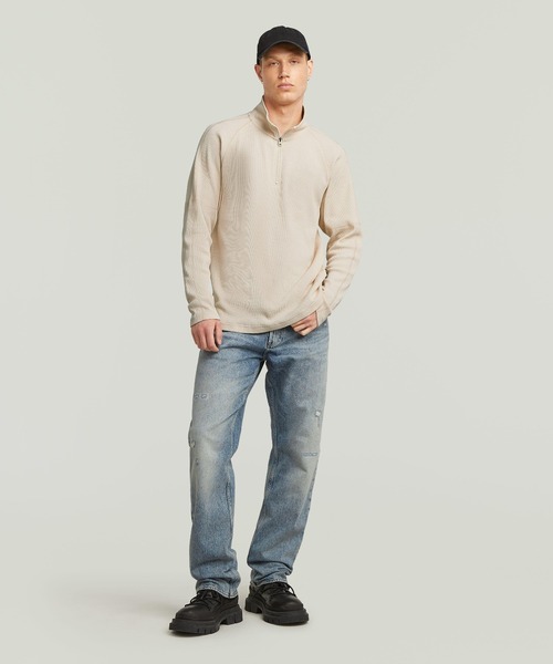 G-STAR（ジースター）の「TWEETER HALF ZIP T-SHIRT/ワッフルハーフジップヘビーウェイトロングスリーブTシャツ（Tシャツ/カットソー・メンズ・ダークブラック/ベージュ系その他・X-LARGE/X-SMALL/LARGE/MEDIUM/SMALL）」の11枚目の写真