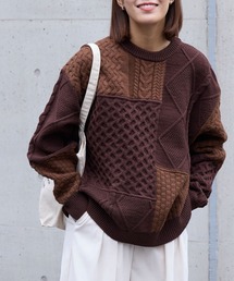 Simone Rocha x  オーバーサイズ ケーブルセーター Simone Rocha（シモーネロシャ）の「GROSGRAIN HARNESS V-NECK