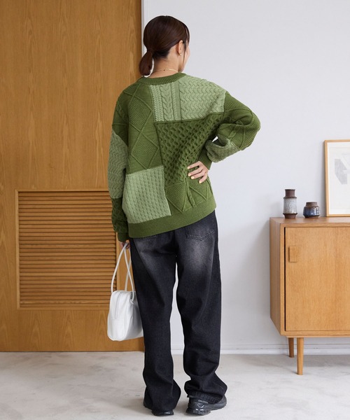 セール】〈静電気防止〉ウォッシャブル ケーブル パッチワーク