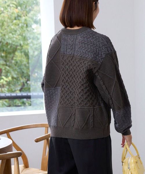 13万 パッチワーク ウールニット プルオーバー ブラック 13万 パッチワーク ウールニット プルオーバー ブラック セール