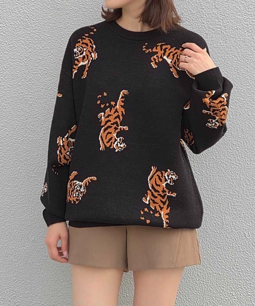 アニマル総柄ニット（ニット/セーター）｜Bleu Bleuet（ブルーブルーエ