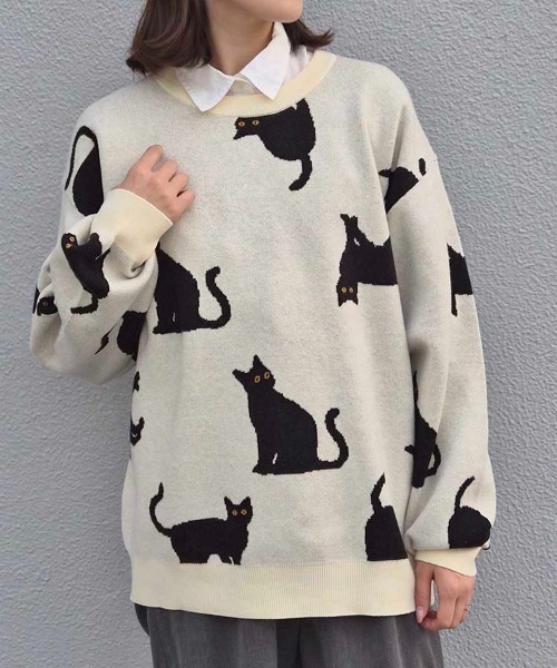 Né-net 動物モチーフ ニット アニマル総柄ニット（ニット/セーター）｜Bleu Bleuet（ブルーブルーエ