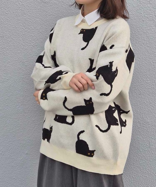 アニマル総柄ニット（ニット/セーター）｜Bleu Bleuet（ブルーブルーエ