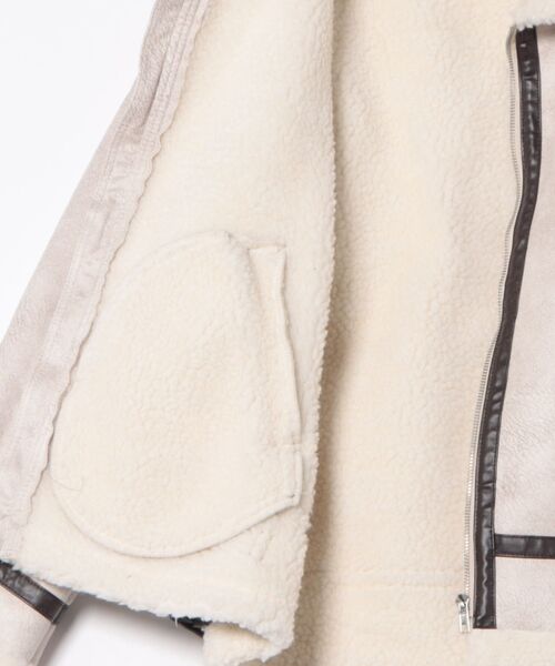 GORGE（ゴージ）の「《フェイクムートン×フライト》レディース ジャケット スタンドネック（ブルゾン・レディース・ブラウン/アイボリー/ブラック・F）」の4枚目の写真