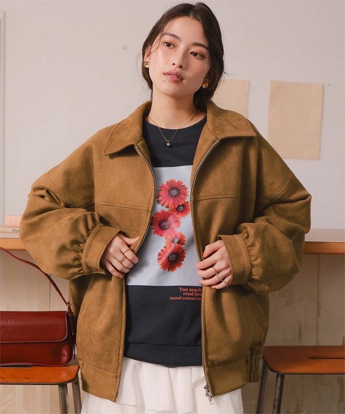 titivate(ティティベイト)の「【26SS新作/2026 SPRING COLLECTION】フェイクレザー/スエードオーバージャケット(ブルゾン・レディース・ブラウン/ブラック/ブラウン系その他/アイボリー・S/M/L)」の4枚目の写真