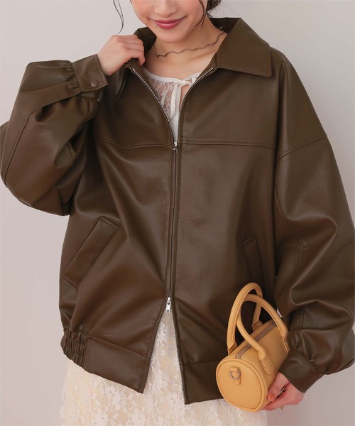 titivate(ティティベイト)の「【26SS新作/2026 SPRING COLLECTION】フェイクレザー/スエードオーバージャケット(ブルゾン・レディース・ブラウン/ブラック/ブラウン系その他/アイボリー・S/M/L)」の3枚目の写真